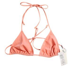 Aritzia Babaton String Bikini Top, Tie Back, Grapefruit Coral, Size Small, NWT